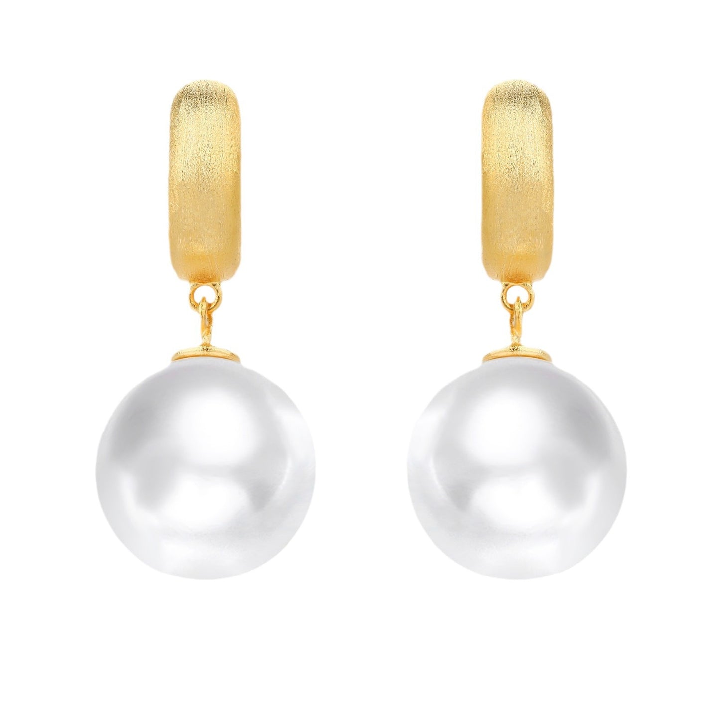 Gold Huggie Pearls