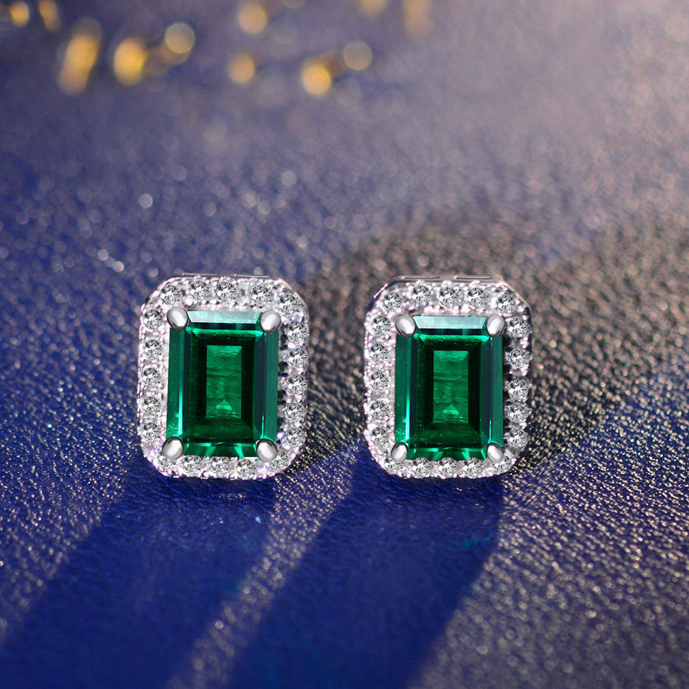 Emerald Halo Earrings