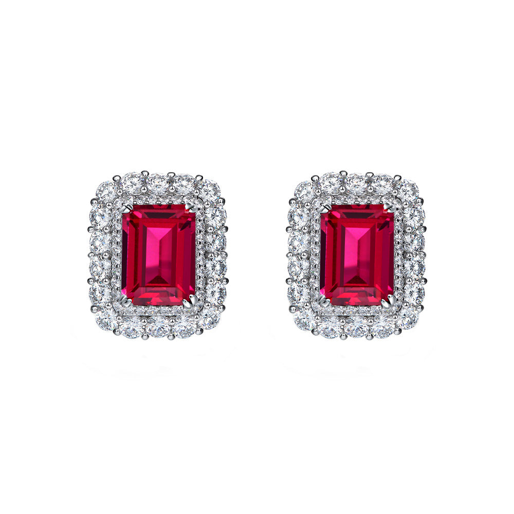 Elongated Ruby Eye Earrings