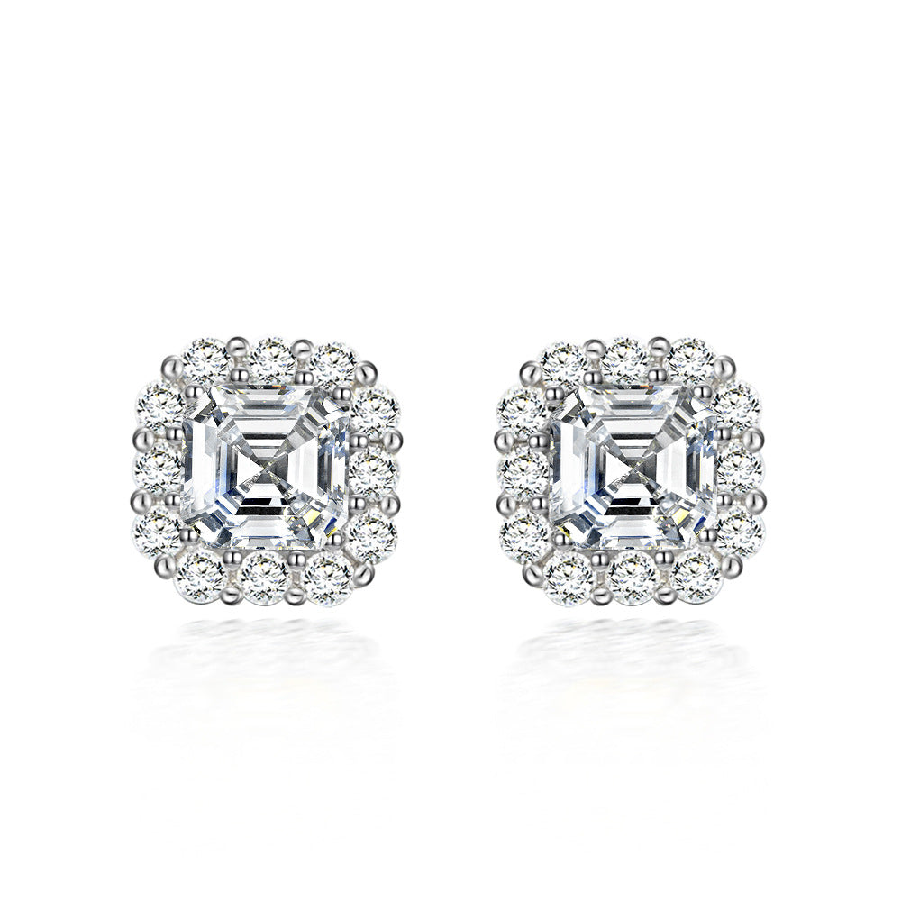 Asscher Halo Earrings