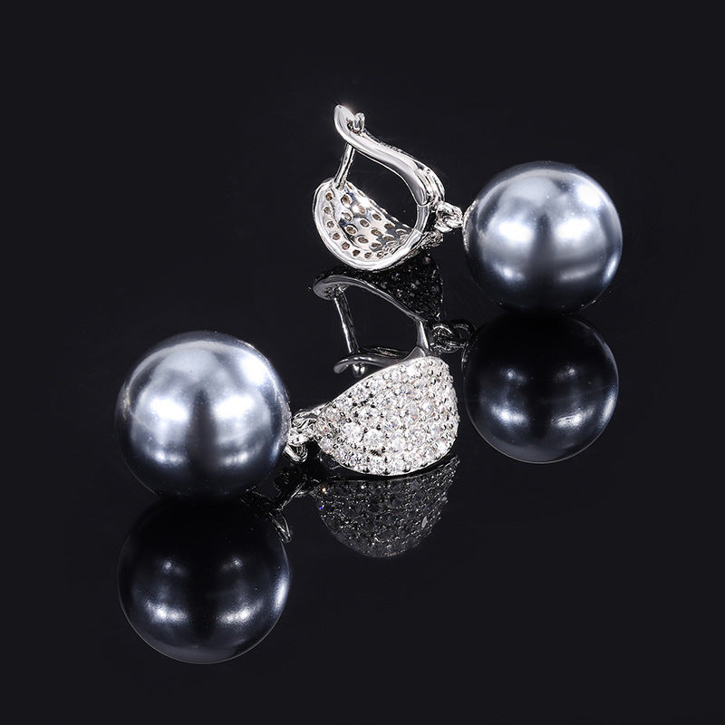 Diamond Bean Black Pearls