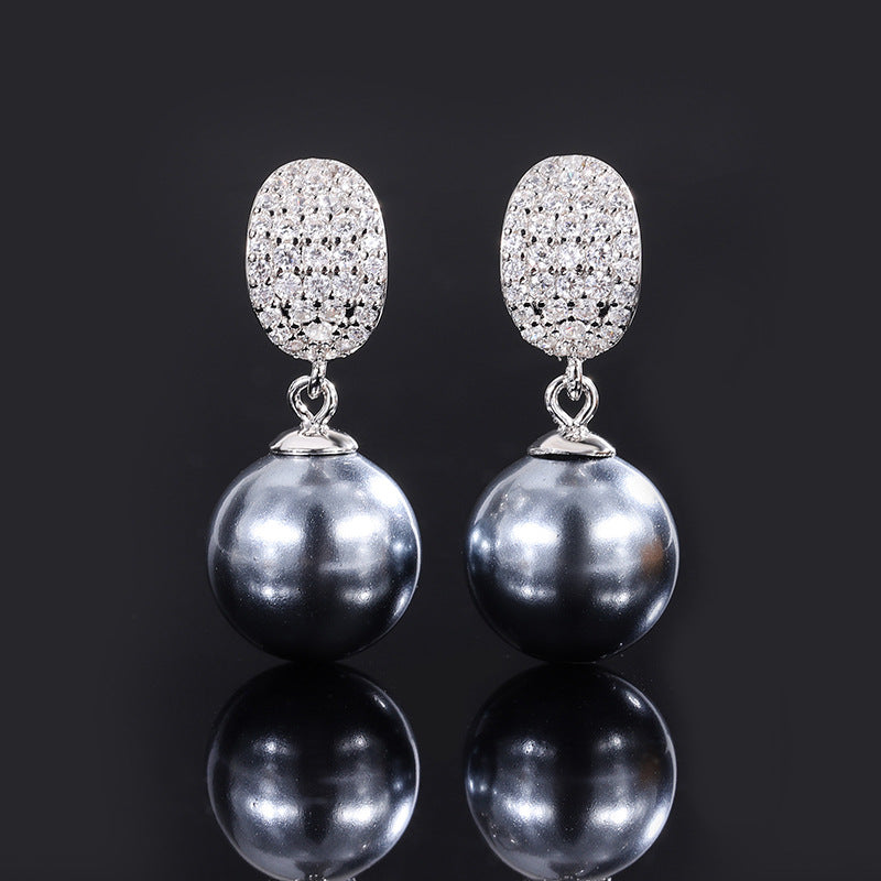 Diamond Bean Black Pearls