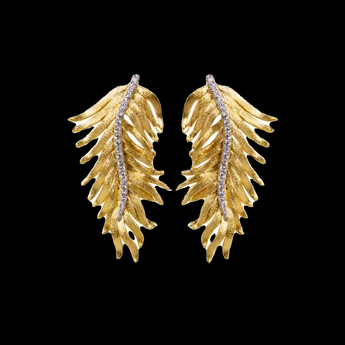 Gold Moissanite Feathers