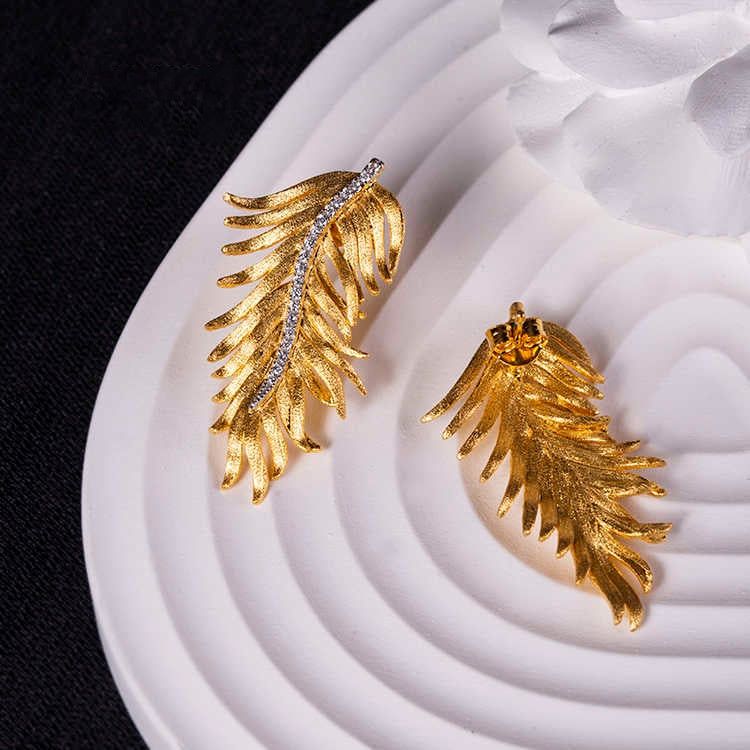 Gold Moissanite Feathers