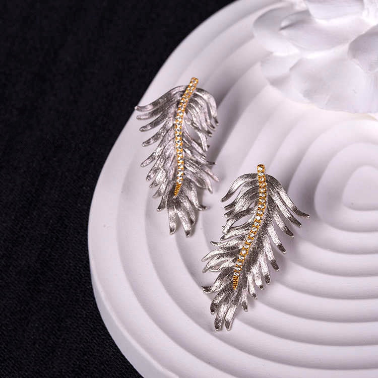Gold Moissanite Feathers