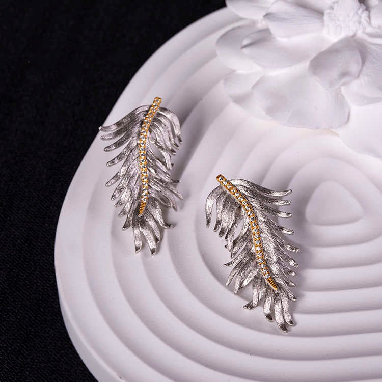 Gold Moissanite Feathers