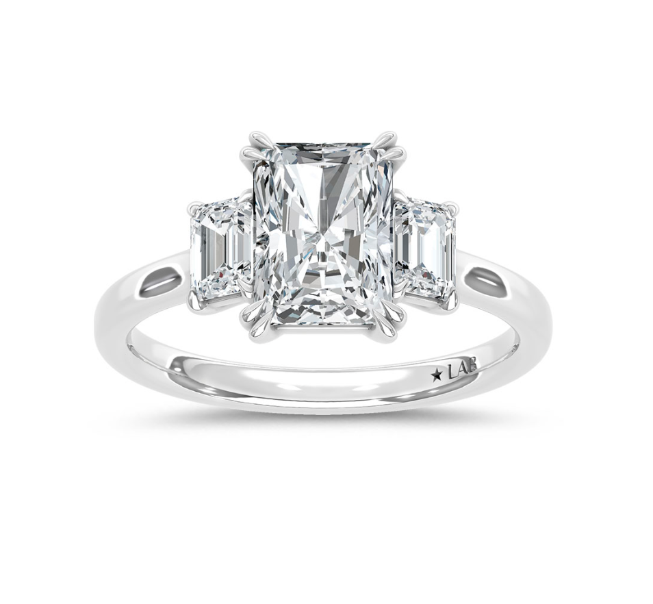 Radiant Three Stone Lab Grown Diamond Ring