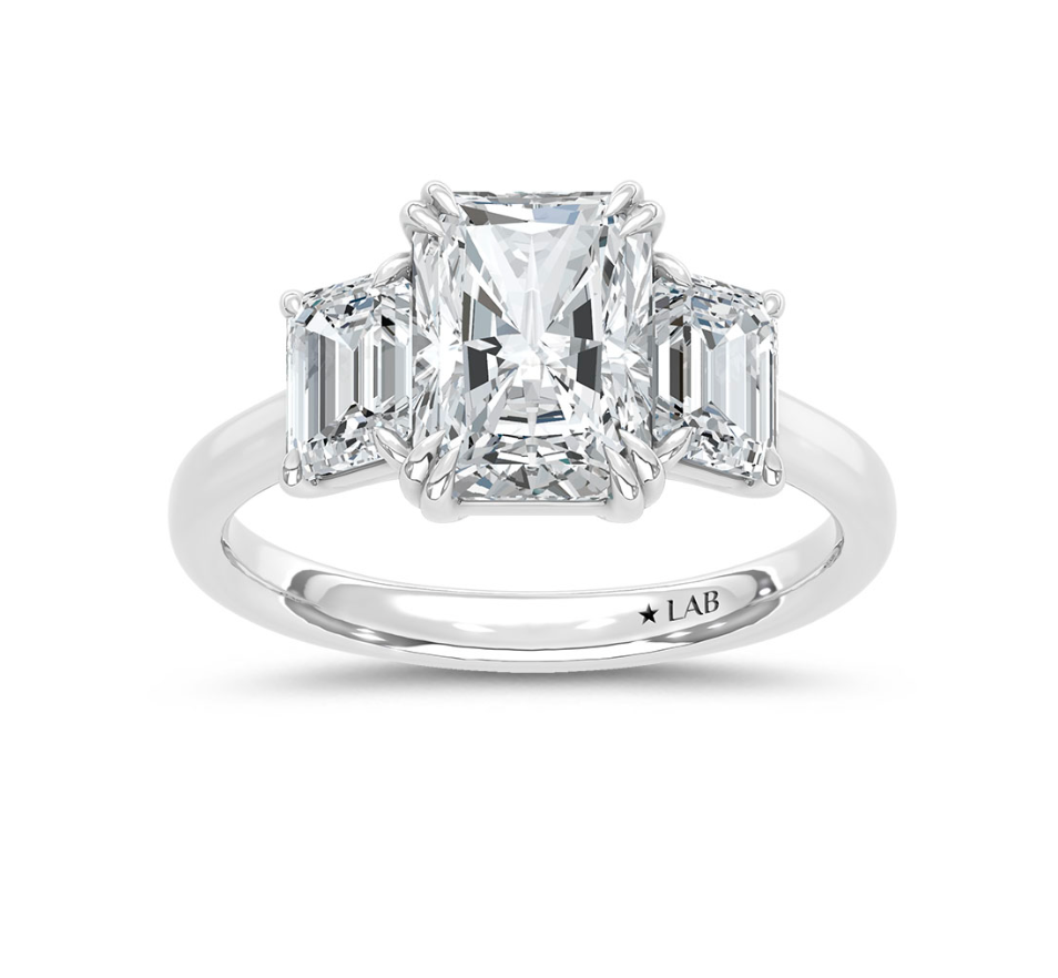 Radiant Three Stone Lab Grown Diamond Ring