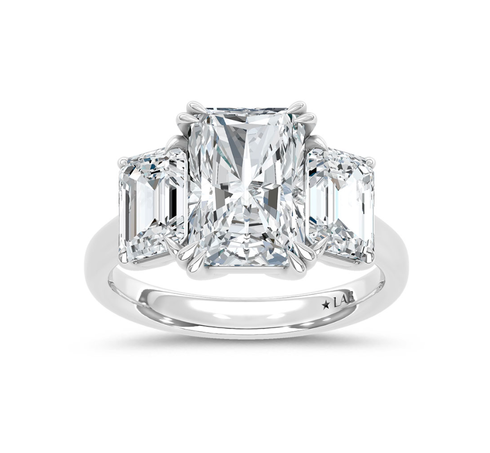 Radiant Three Stone Lab Grown Diamond Ring