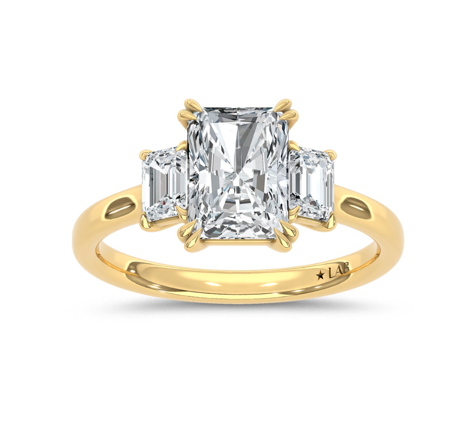 Radiant Three Stone Lab Grown Diamond Ring