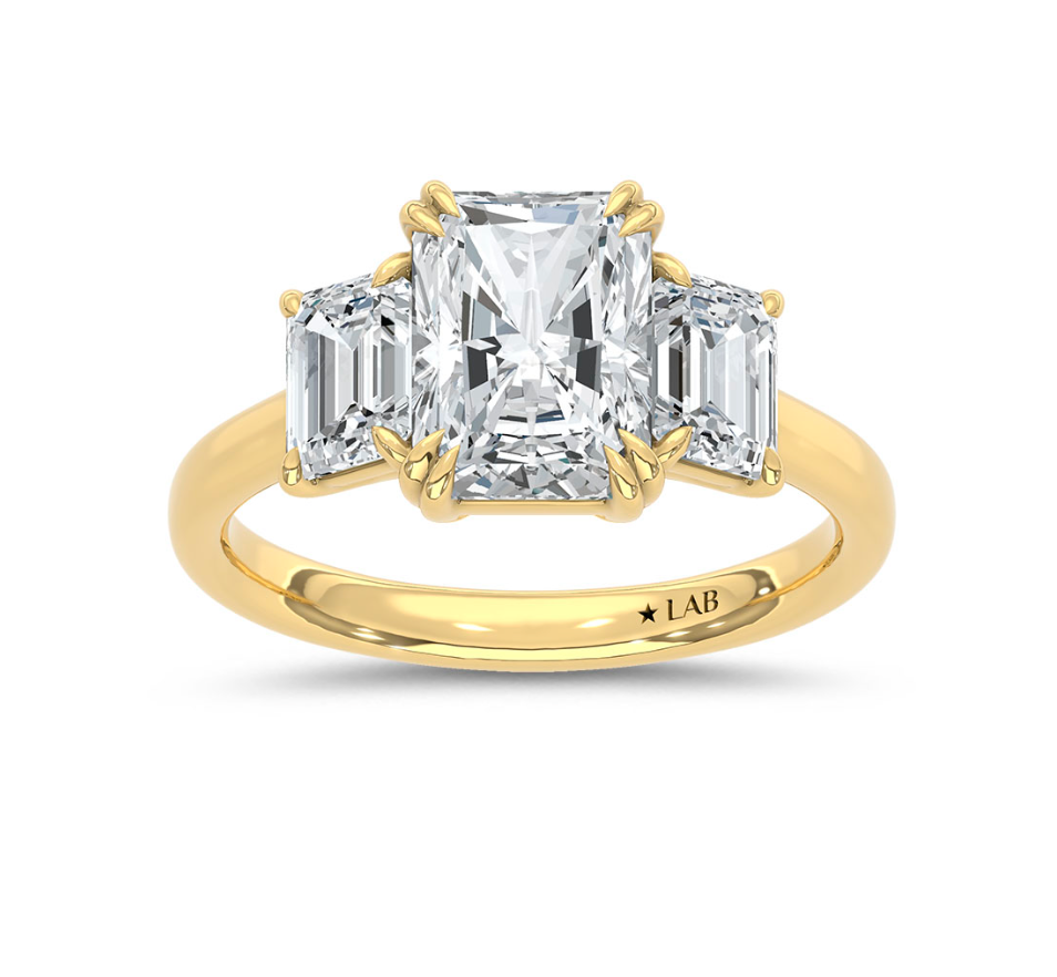 Radiant Three Stone Lab Grown Diamond Ring
