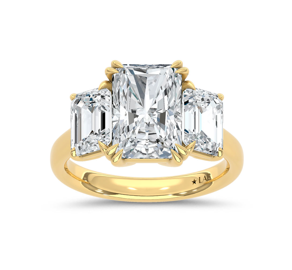 Radiant Three Stone Lab Grown Diamond Ring