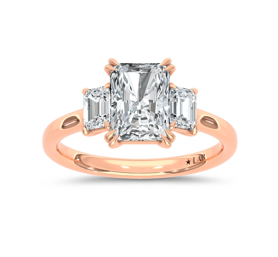 Radiant Three Stone Lab Grown Diamond Ring