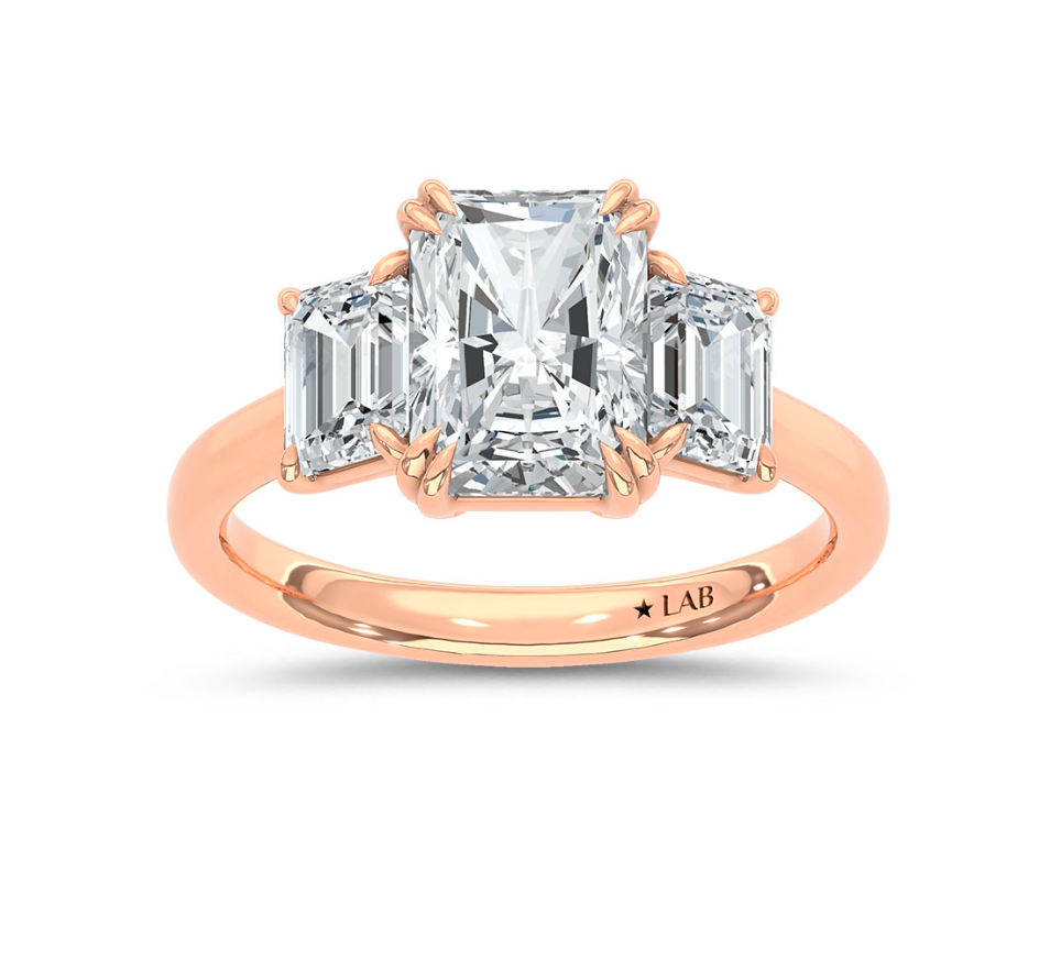 Radiant Three Stone Lab Grown Diamond Ring