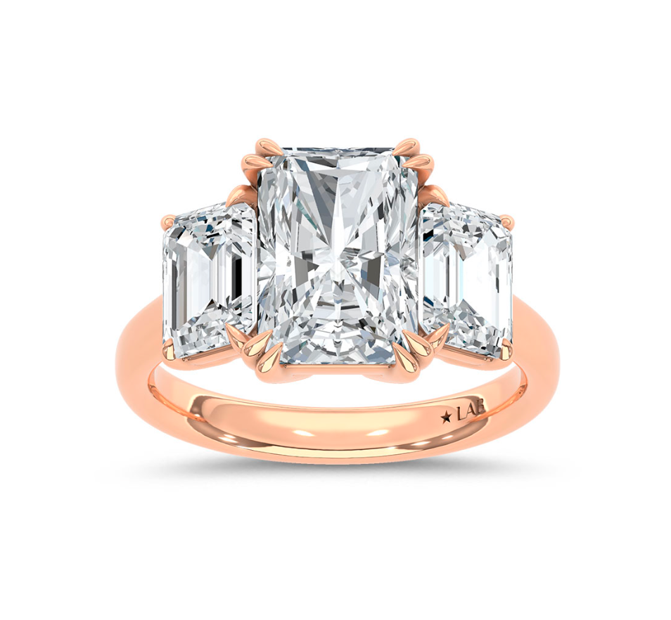 Radiant Three Stone Lab Grown Diamond Ring