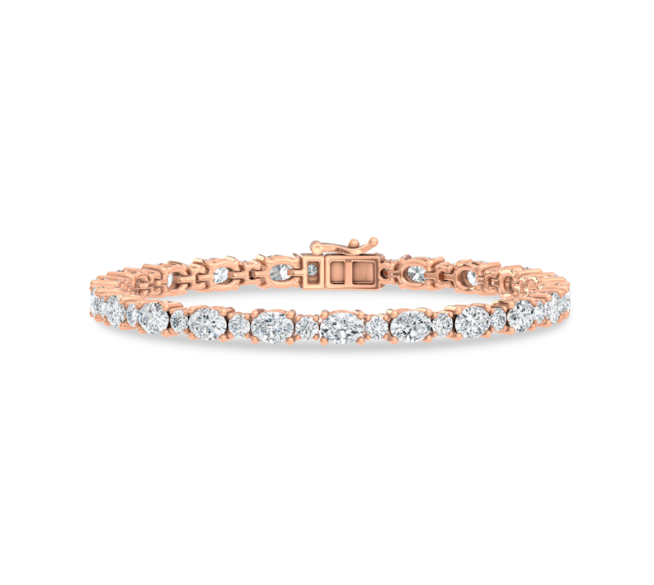 Fancy Oval and Round Lab Grown Diamond Tennis Bracelet