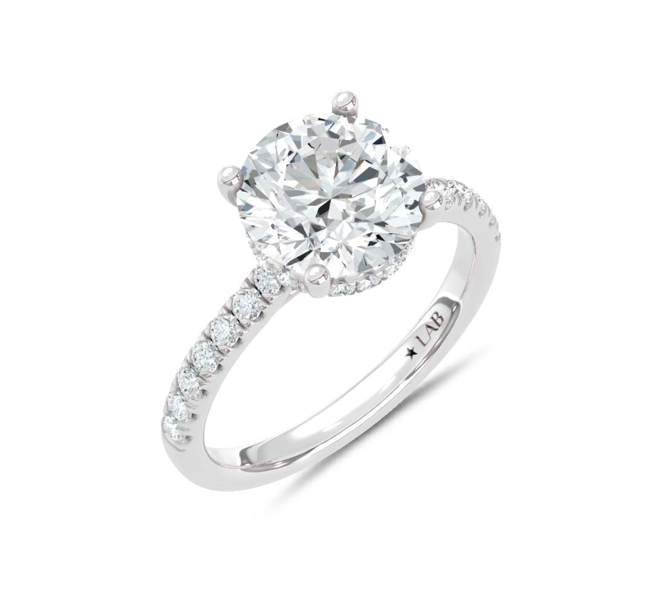 Round Hidden Halo Lab Grown Diamond Ring
