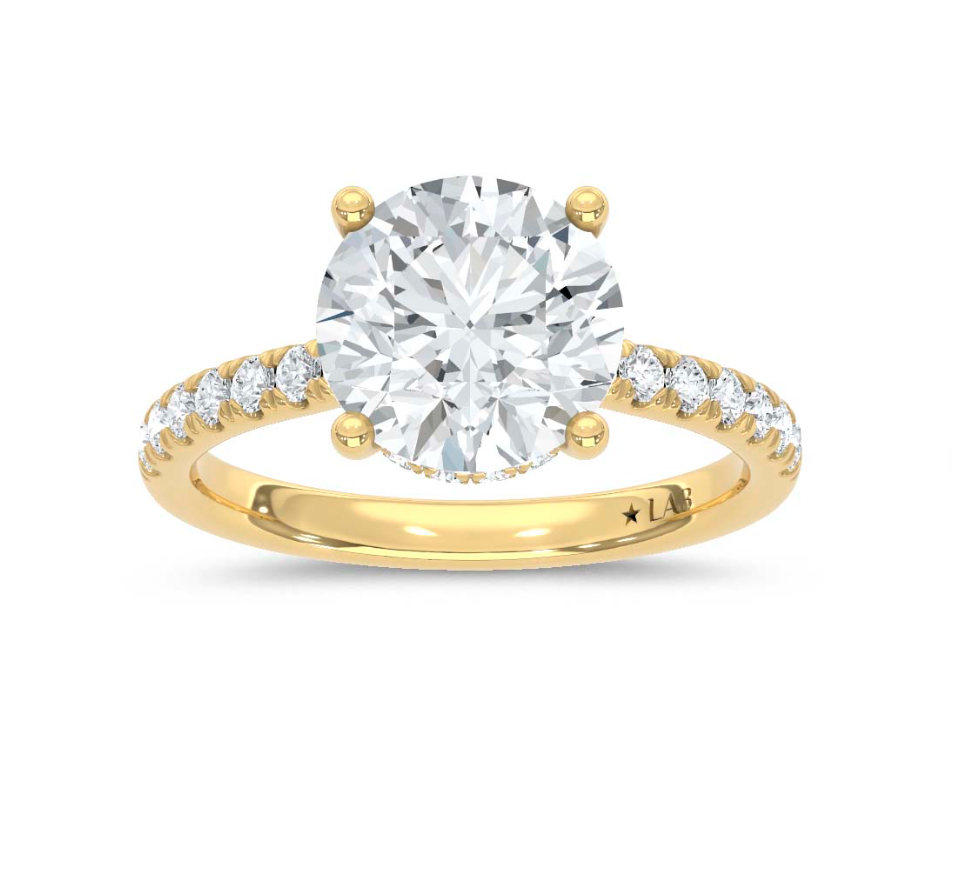 Round Hidden Halo Lab Grown Diamond Ring