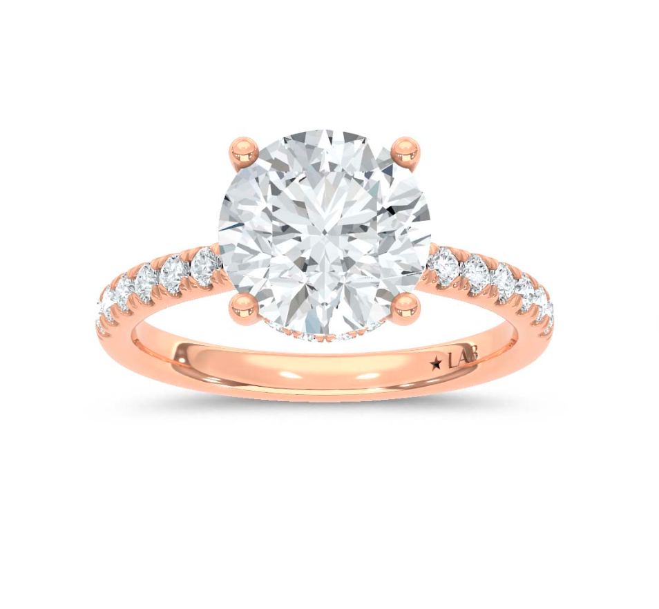 Round Hidden Halo Lab Grown Diamond Ring