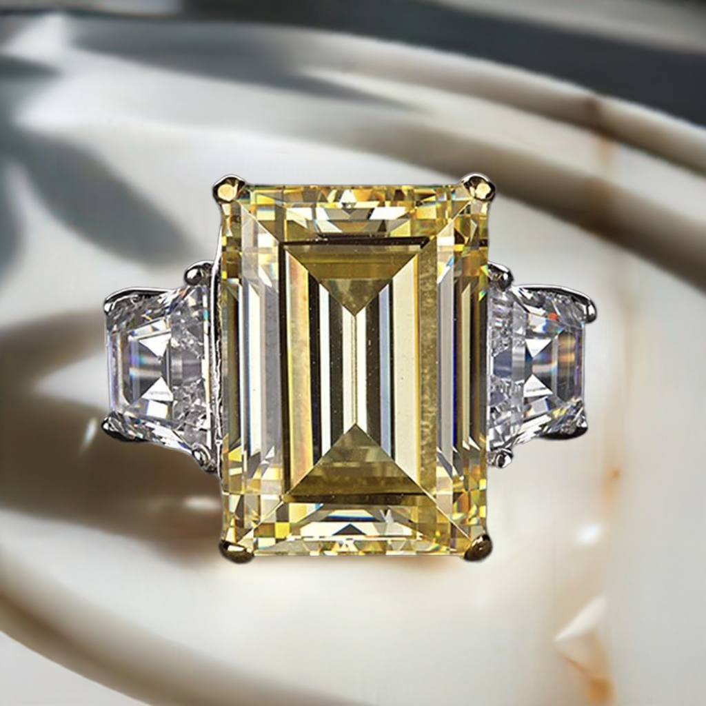 Yellow Emerald on Trapezoid