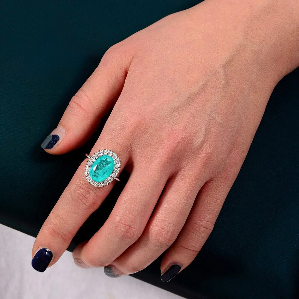 Blue Illusion Halo Ring