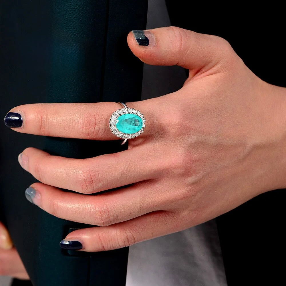 Blue Illusion Halo Ring