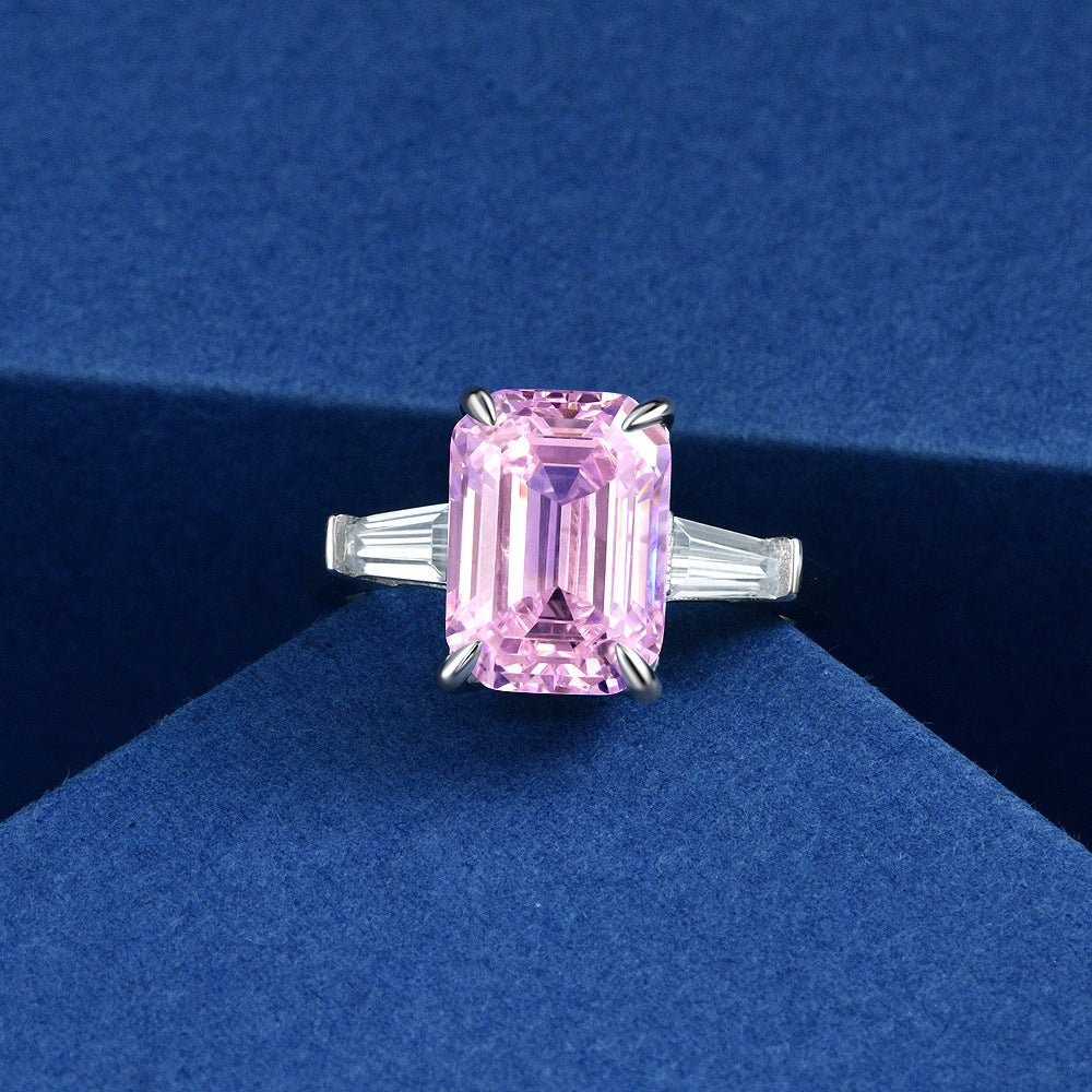 Pink Emerald on Tapered Baguette