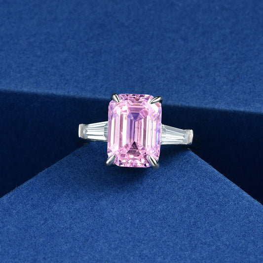 Pink Emerald on Tapered Baguette