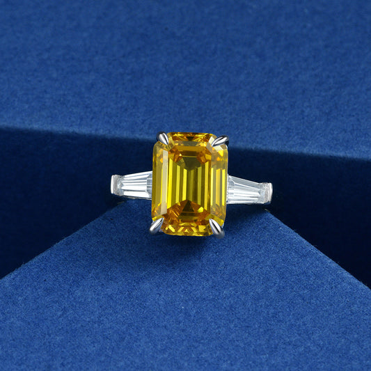 Yellow Emerald on Tapered Baguette
