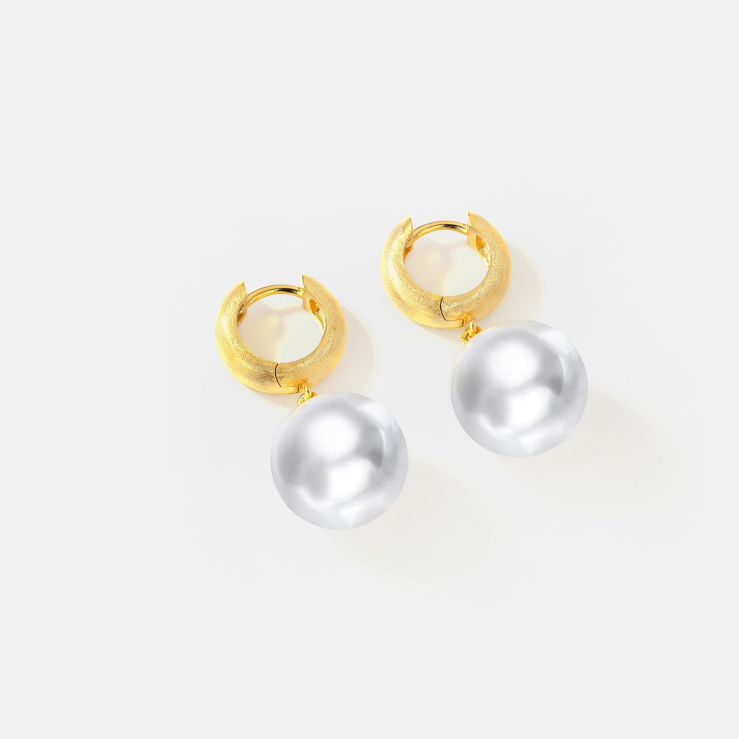 Gold Huggie Pearls