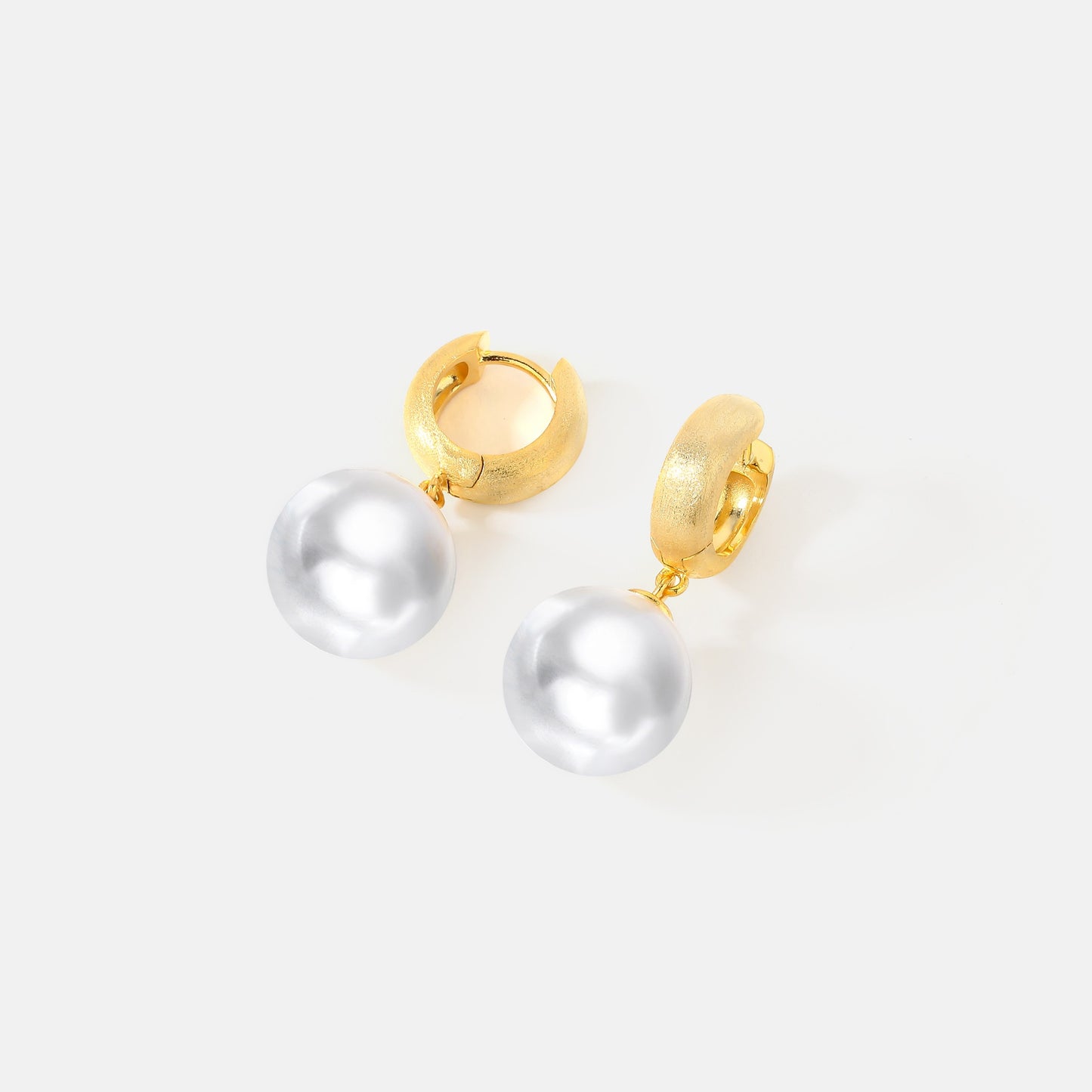 Gold Huggie Pearls