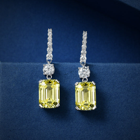 Yellow Emerald Dangle Earrings