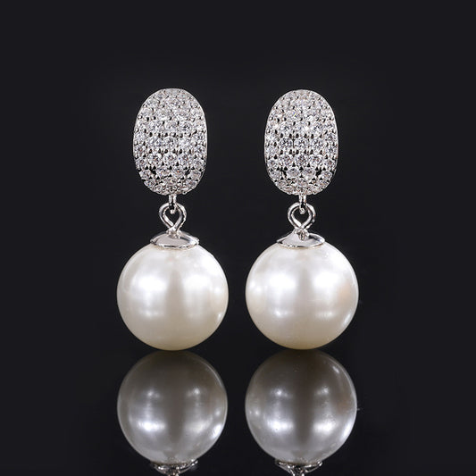 Diamond Bean White Pearls
