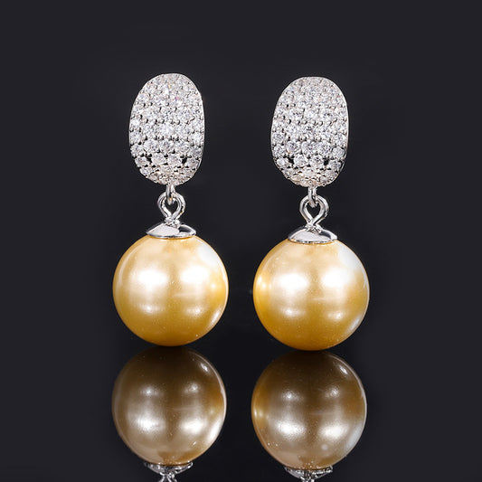 Diamond Bean Gold Pearls