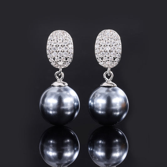 Diamond Bean Black Pearls