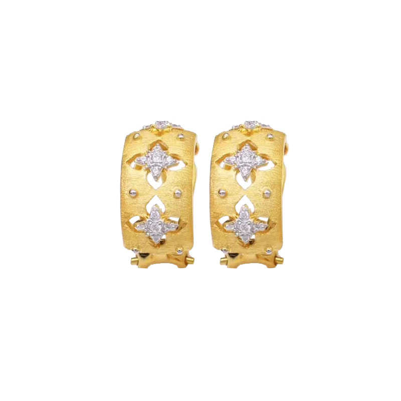 Gold Moissanite Clover Hoops