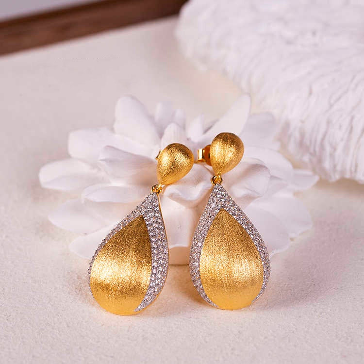 Gold Moissanite Dangle Drops