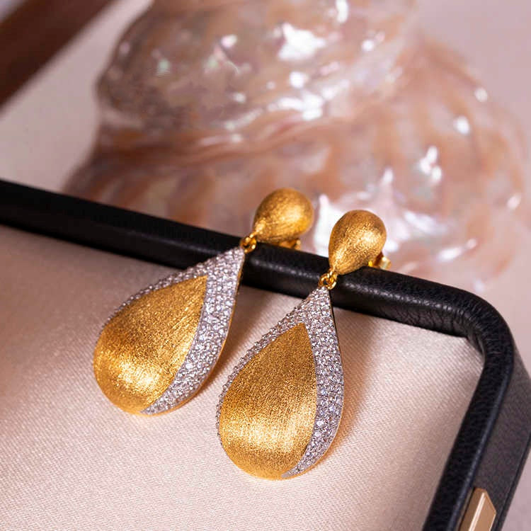 Gold Moissanite Dangle Drops
