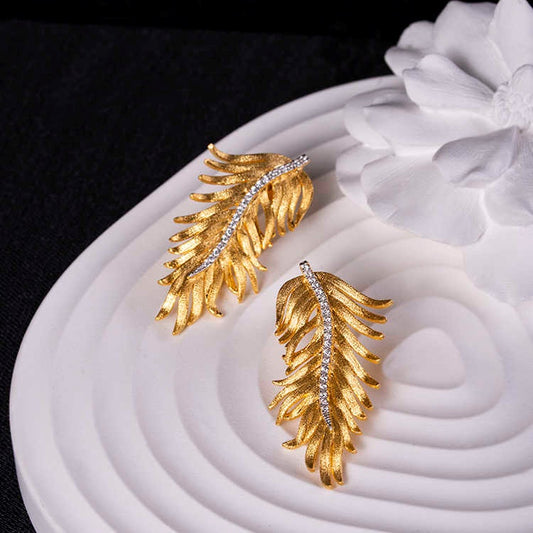Gold Moissanite Feathers