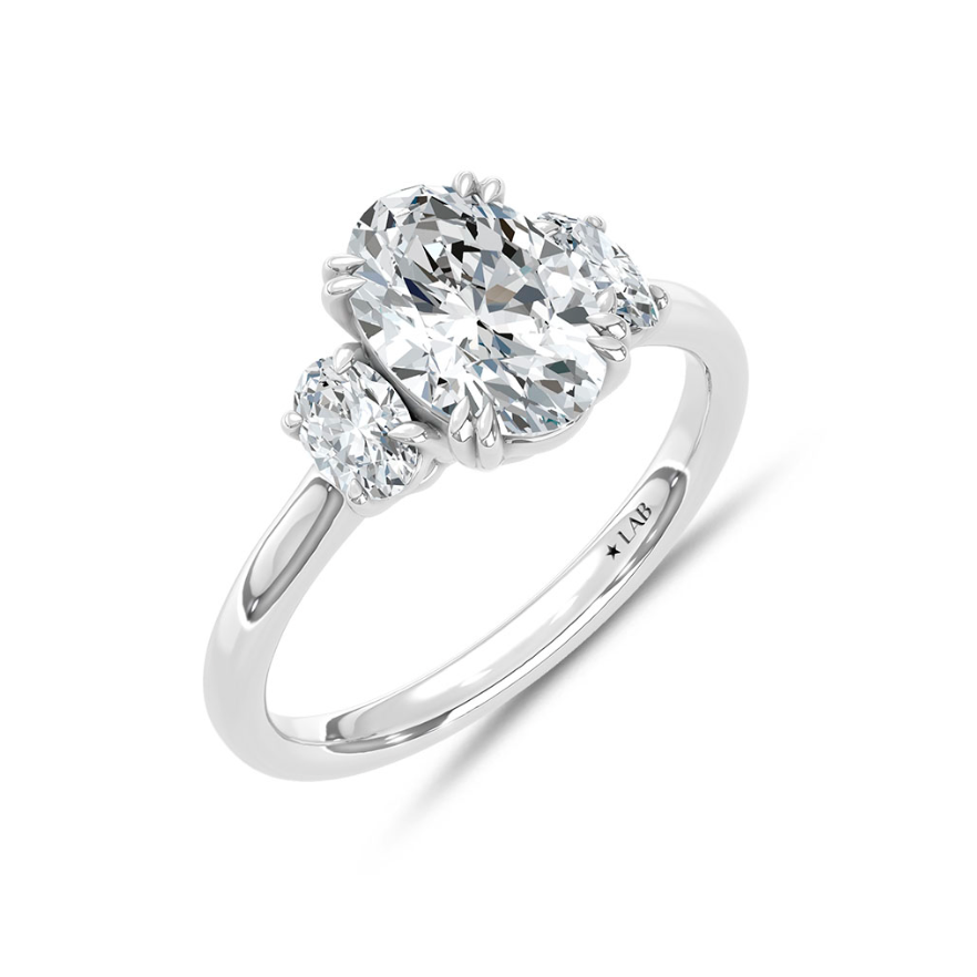 Oval Three Stone Lab Grown Diamond Ring