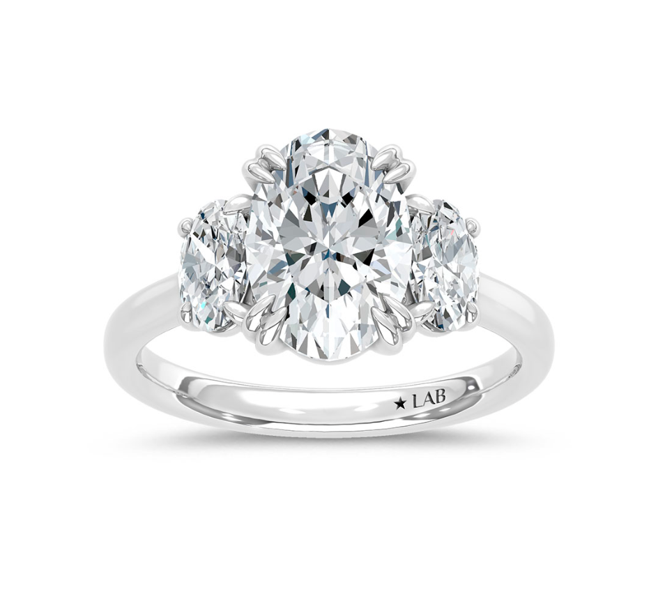 Oval Three Stone Lab Grown Diamond Ring