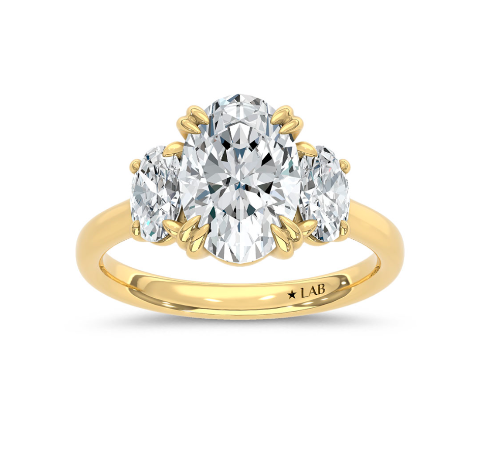 Oval Three Stone Lab Grown Diamond Ring