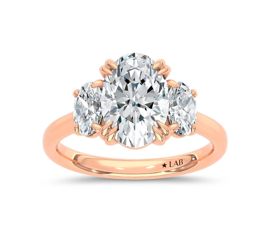 Oval Three Stone Lab Grown Diamond Ring