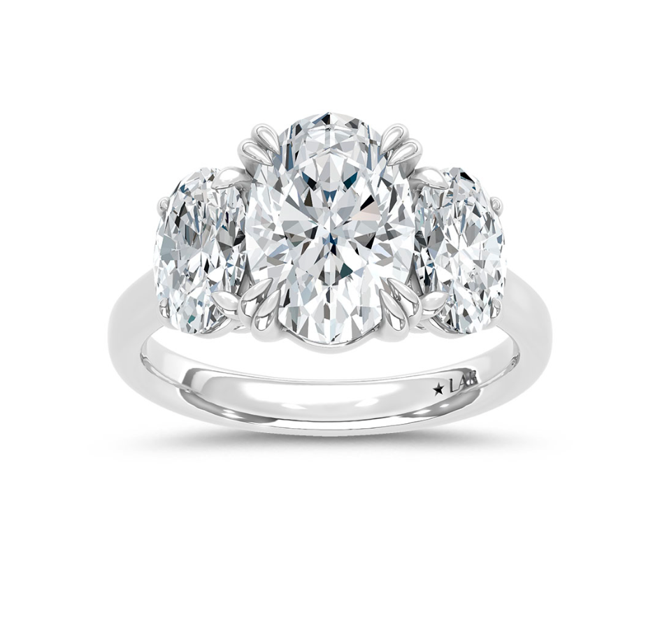 Oval Three Stone Lab Grown Diamond Ring