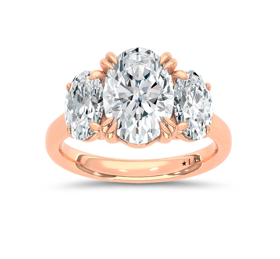 Oval Three Stone Lab Grown Diamond Ring
