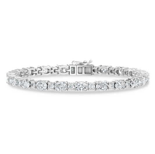 Fancy Oval and Round Lab Grown Diamond Tennis Bracelet
