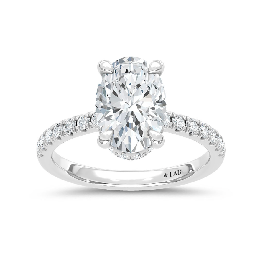 Oval Hidden Halo Lab Grown Diamond Ring