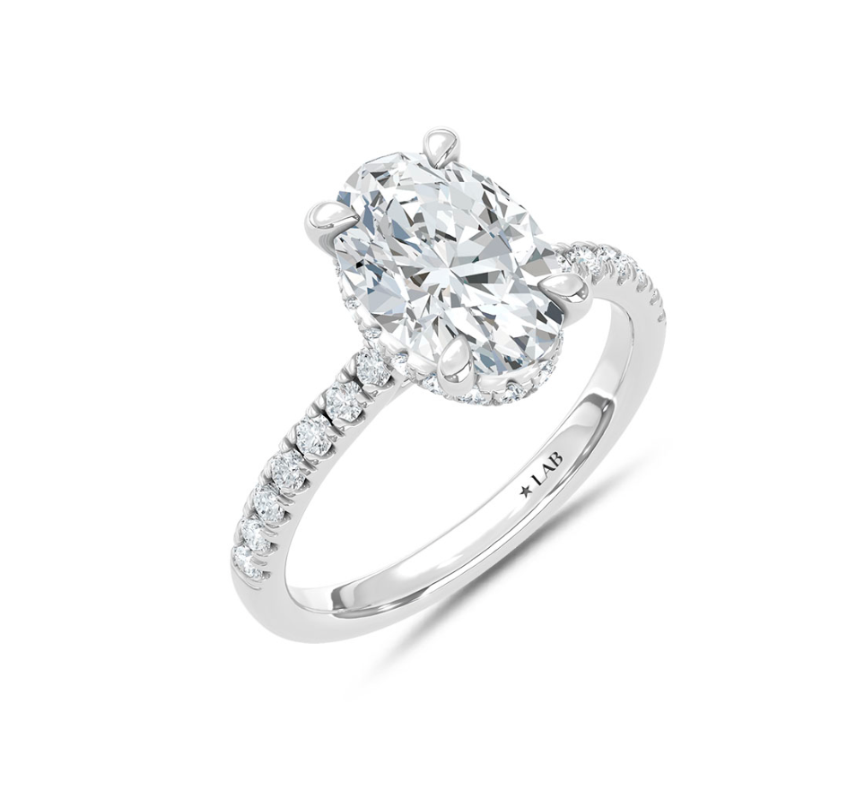 Oval Hidden Halo Lab Grown Diamond Ring