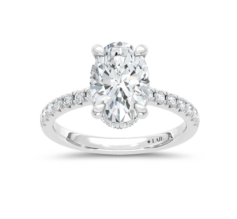 Oval Hidden Halo Lab Grown Diamond Ring