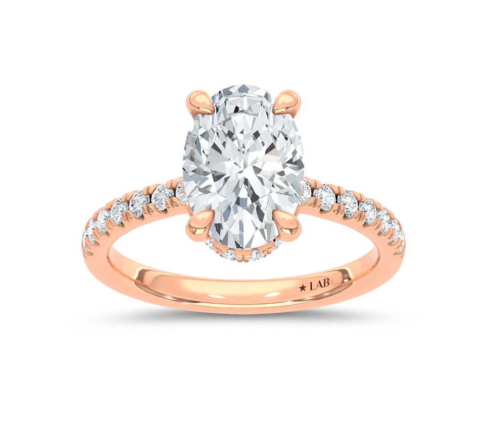 Oval Hidden Halo Lab Grown Diamond Ring